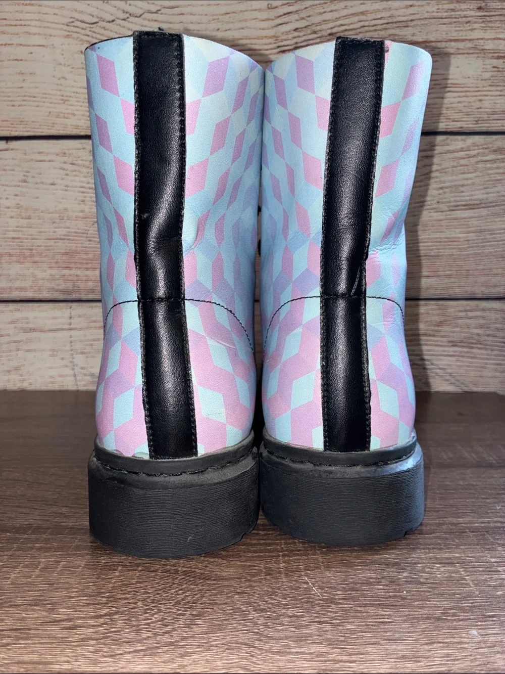 EUC Men’s 11 Electro Threads Pastel Geometric Combat Boots